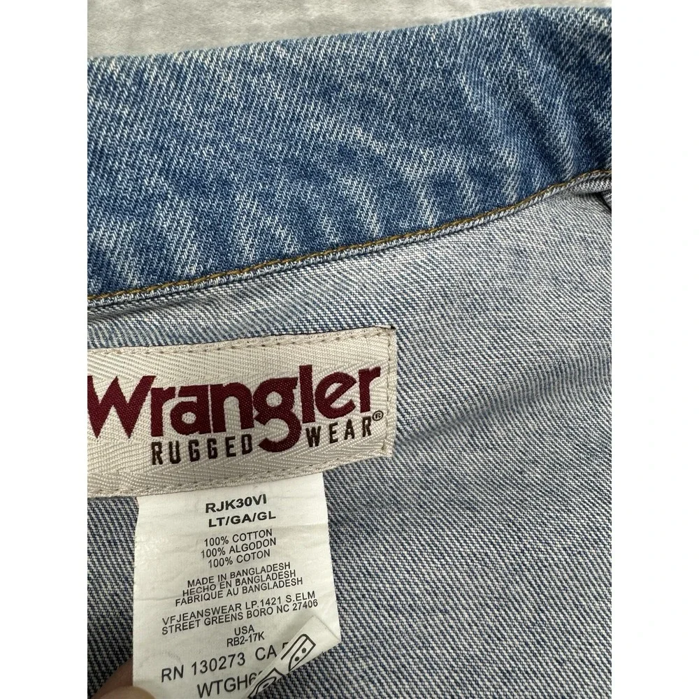 Vintage Wrangler Denim Jacket Mens Large Jean Button Trucker Western 90s Y2K